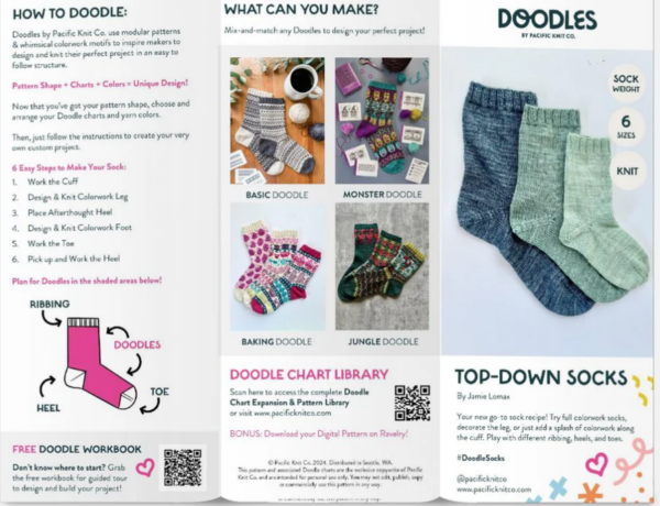 Top down socks Base Doodle pattern brochure - Image 2